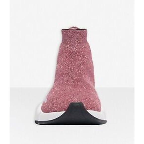 Balenciaga Women Speed Sock Trainer Pink Glitter White Black Runner Sneakers 42 - Picture 6 of 12